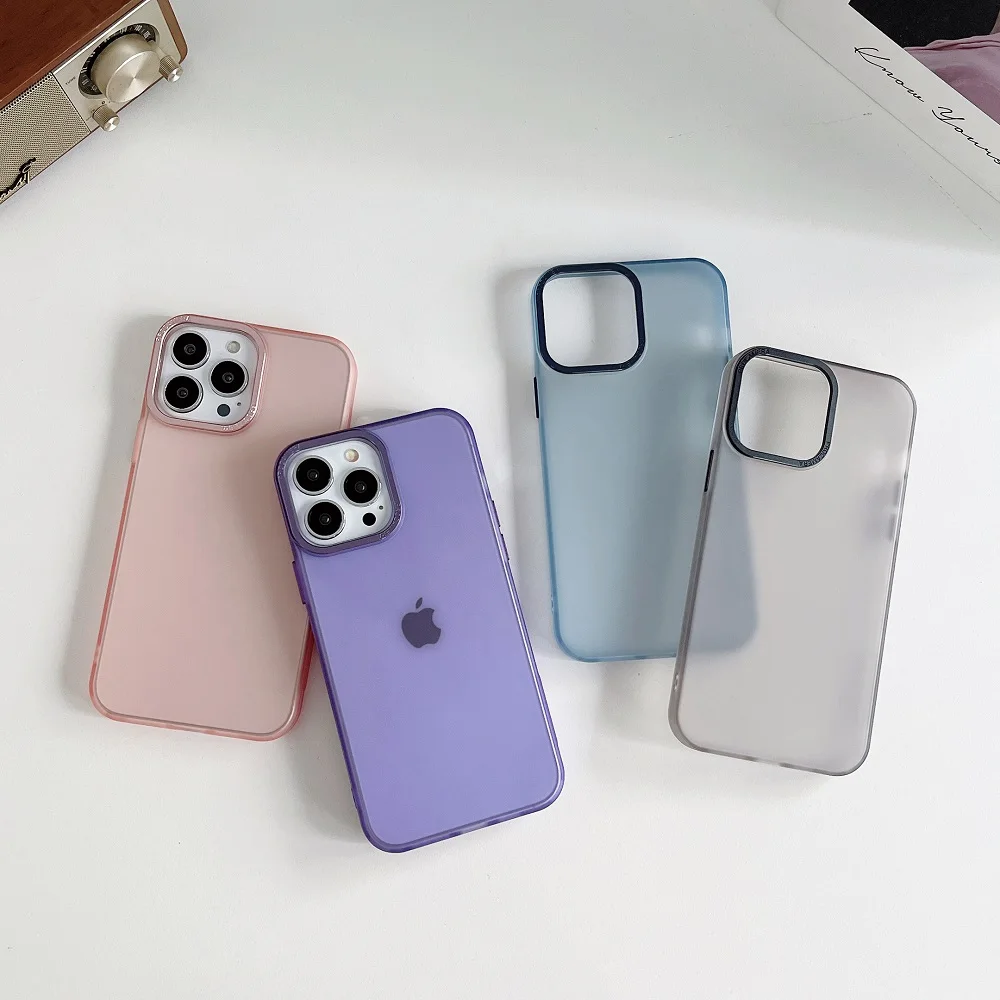 

New Matte Transparent Ultra-thin Phone Case for iPhone 14 13 Pro Promax 14Plus Shockproof Lens Protective Clear Cover