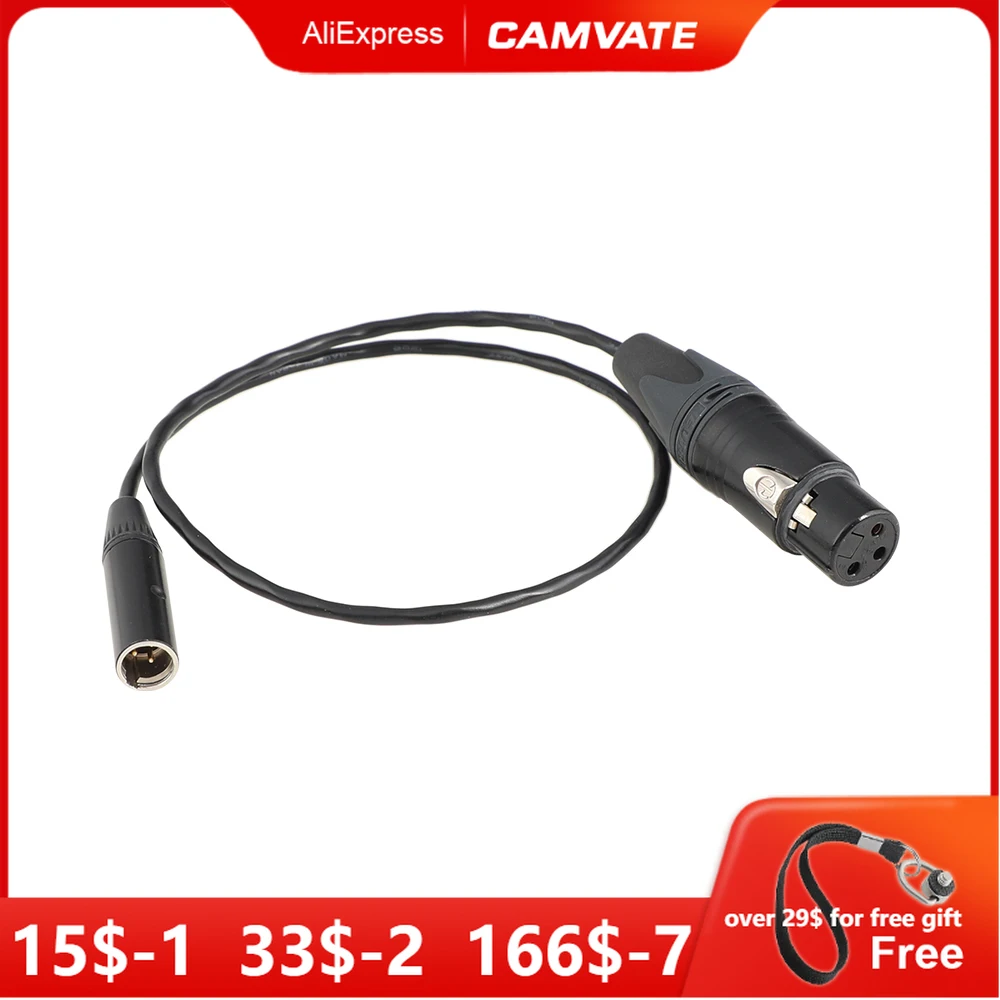 

CAMVATE Mini 3pin XLR Male To Full 3pin XLR Female Cable Audio Cable For BMPCC4K