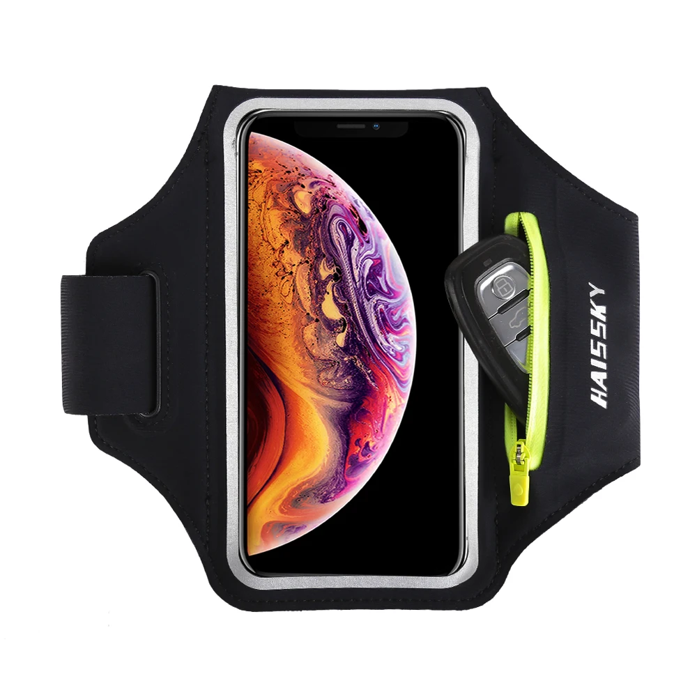 

HAISSKY Zipper Car Key Bag Running Sports Armband For AirPods Pro 3 iPhone 13 12 11 Pro Max Samsung S22 Ultra Xiaomi 12 Arm Bags