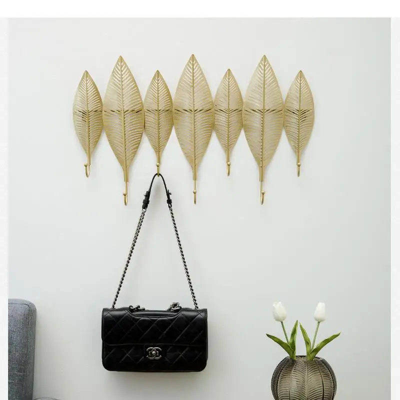 Железные художественные листья декоративный крючок золотой металлический