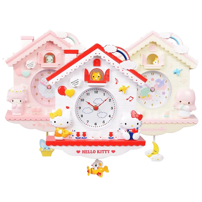

Cartoon Mymelody Cinnamoroll Swing Wall Clock Kawaii Purin Little Twin Star Clock Bedroom Hanging Clock Children Room Decoration