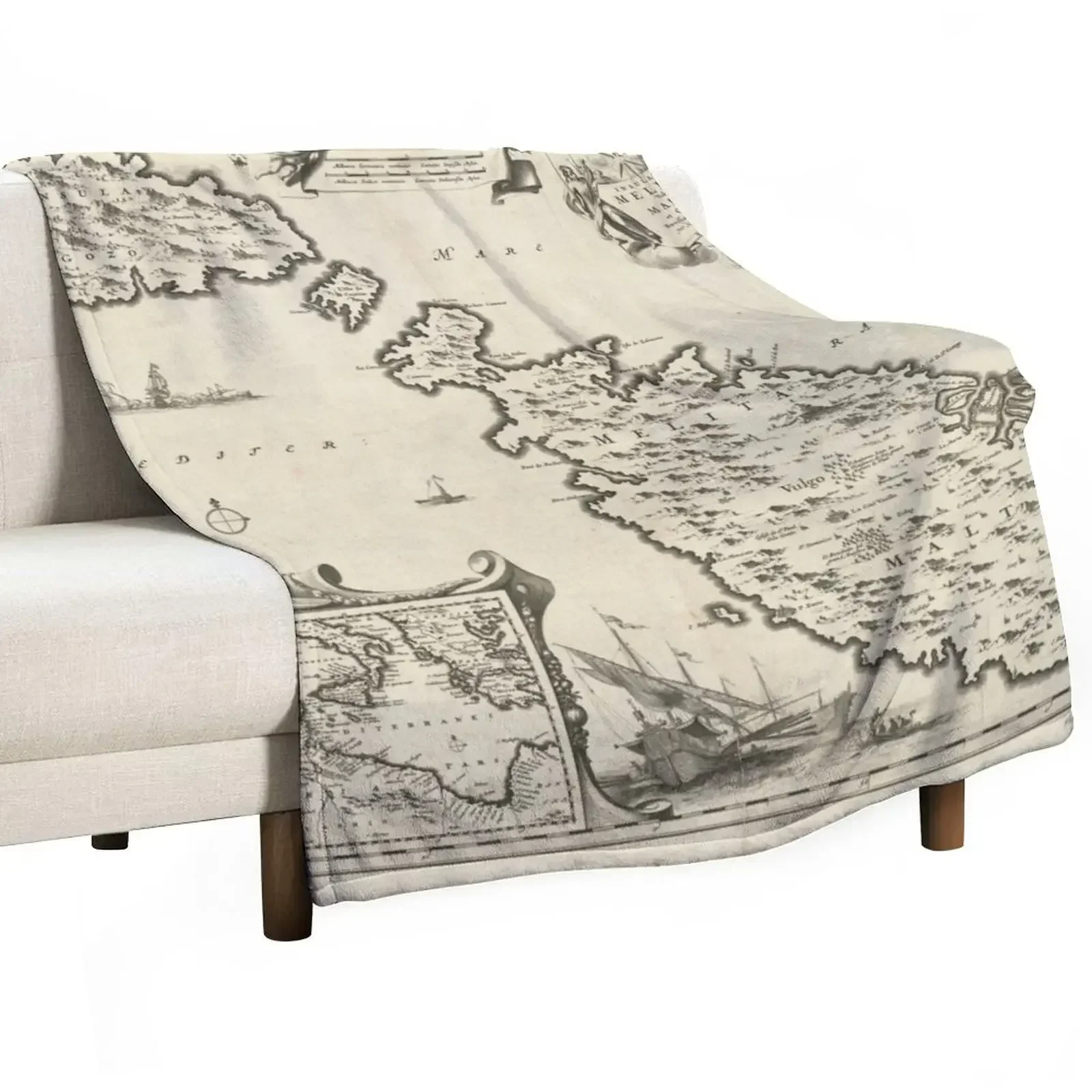 Винтажное одеяло с картой Мальта (1698) мягкие одеяла для детского дивана пледы