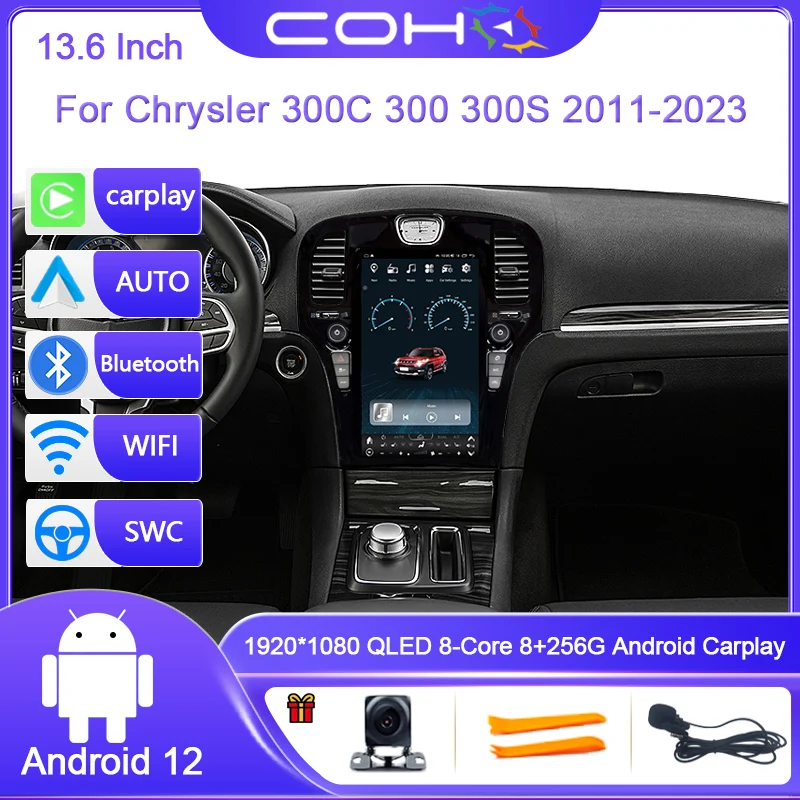 13 6-дюймовый для Chrysler 300C 300 300S 2011-2023 Android 12 8-ядерный 8G + 128G автомобильный