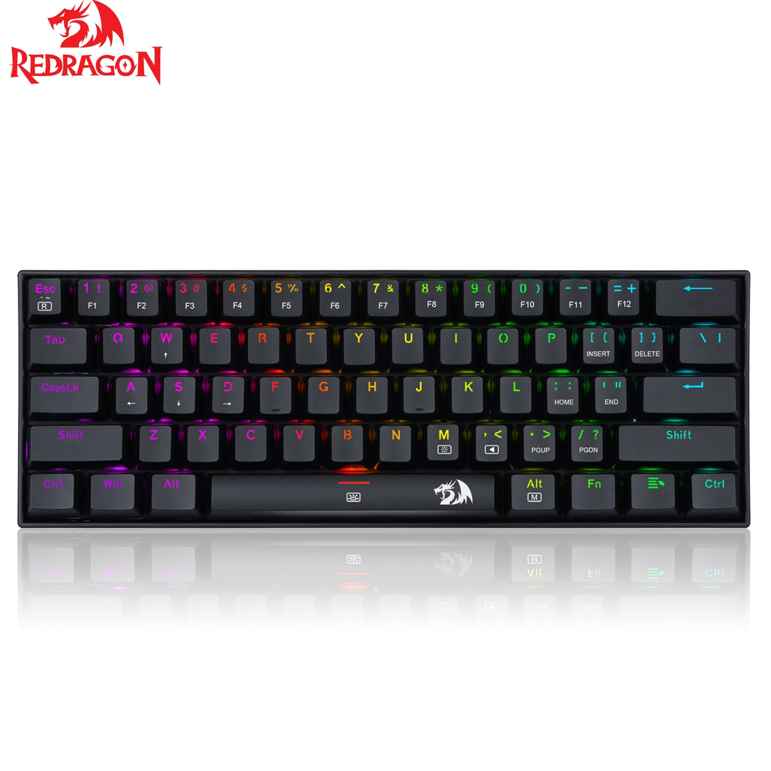 Проводная игровая клавиатура Redragon K630 Dragonborn 60% RGB, компактная механическая клавиатура с 61 клавишами, линейная красная клавиатура с поддержкой драйвера