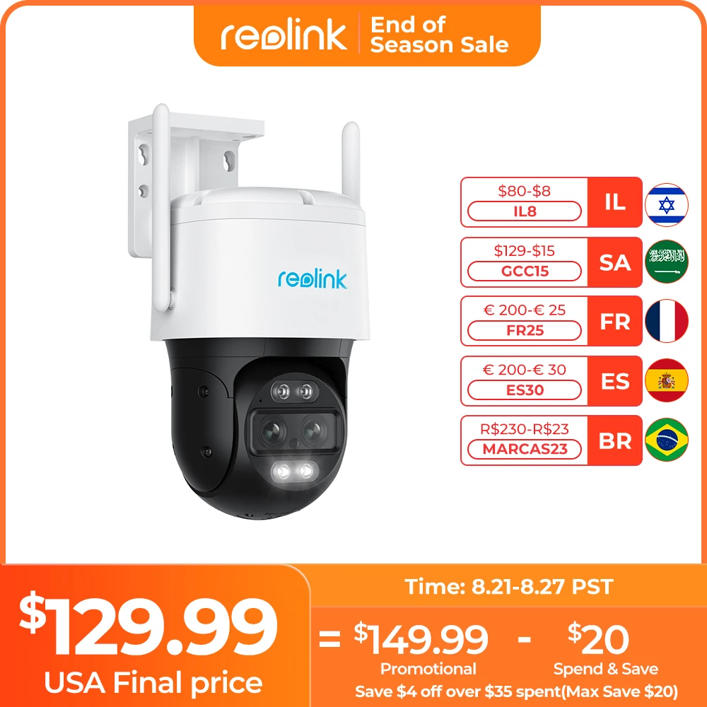 Reolink Trackmix wifi 4K Security Outdoor Camera Dual-Lens Motion Tracking PTZ camera 6X Zoom Animal Car Human Detect IP Camera