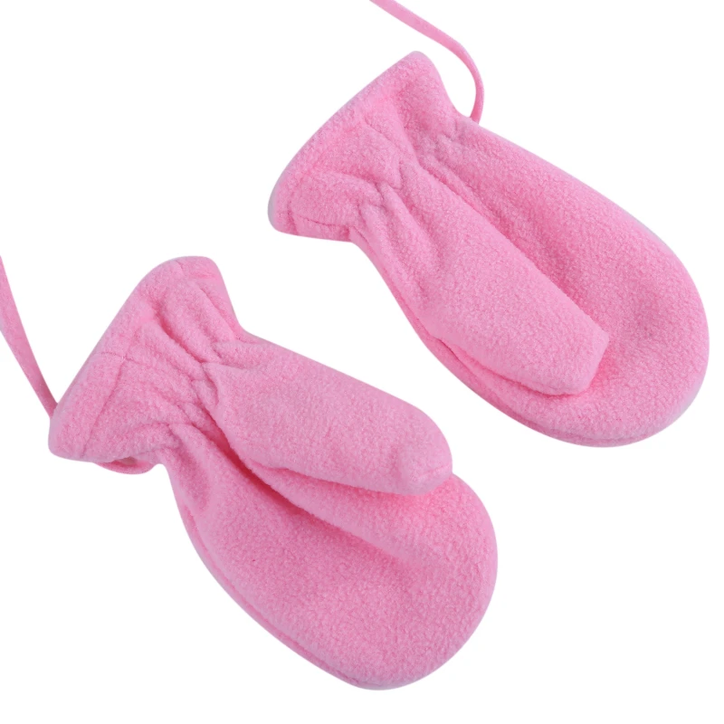 

Solid Color Mittens Autumn Winter Child Baby Gloves Outdoor Cold-Proof Warm Polar Fleece Halter Finger Glove Bag Cover