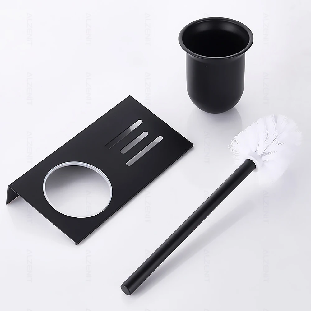 toilet brush holder plunger set wall mount with bracket durable wc cleaning supplies matte black aluminum bathroom accessories free global shipping