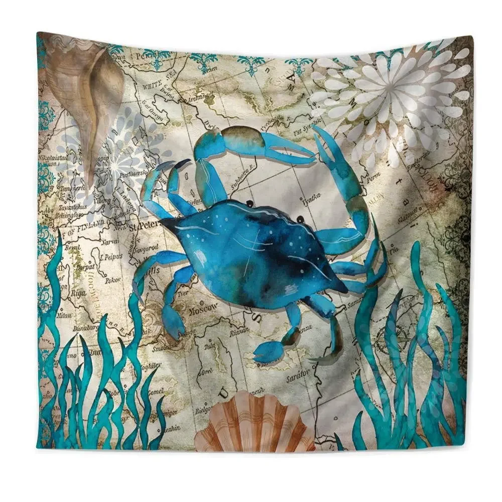 Настенный гобелен Мандала Индийская спальня Висячие гобелены с зеленой рыбой