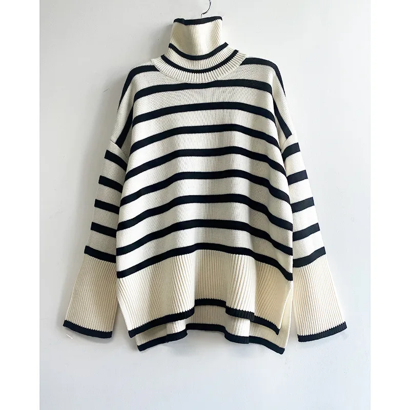 Free Shipping Totem* Brand Wool Cotton with Stripe Design Women Sweater Luxury Lady Wool Sweater with dropped shoulder