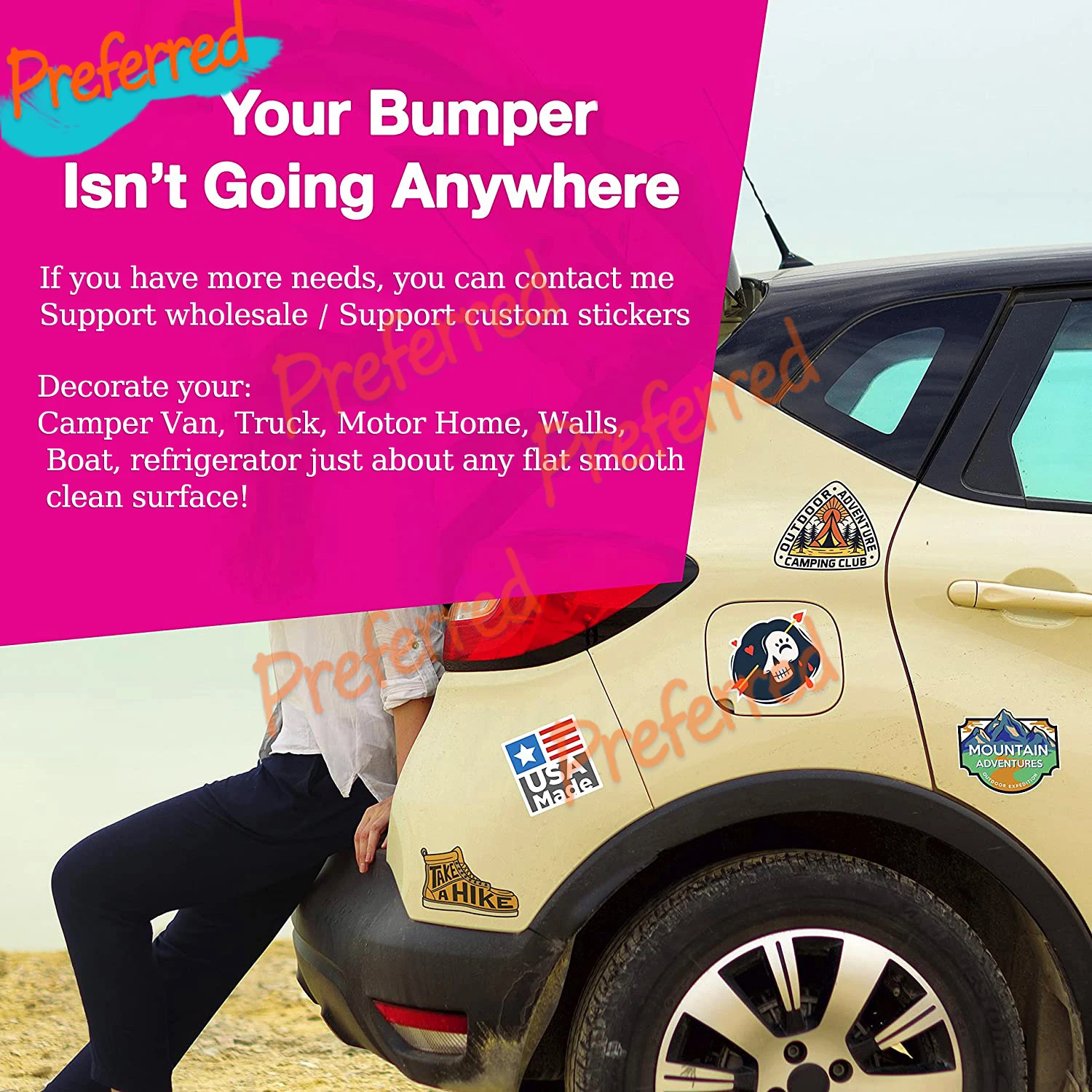 Наклейки на бампер с флагом Южной Кореи 3 упаковки сделаны из прочного