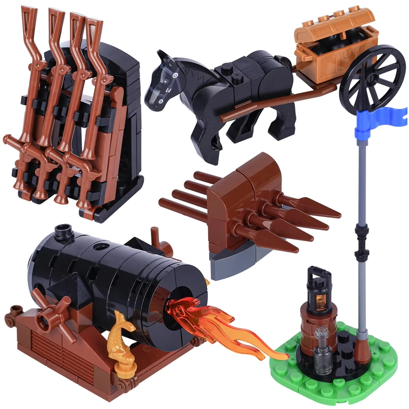 Фото MOC средневековое армейское оружие, строительные блоки, пушка, пиратский корабль, солдаты, фигурки, военная сцена, сборка, мини-кирпичная игрушка, подарки №3