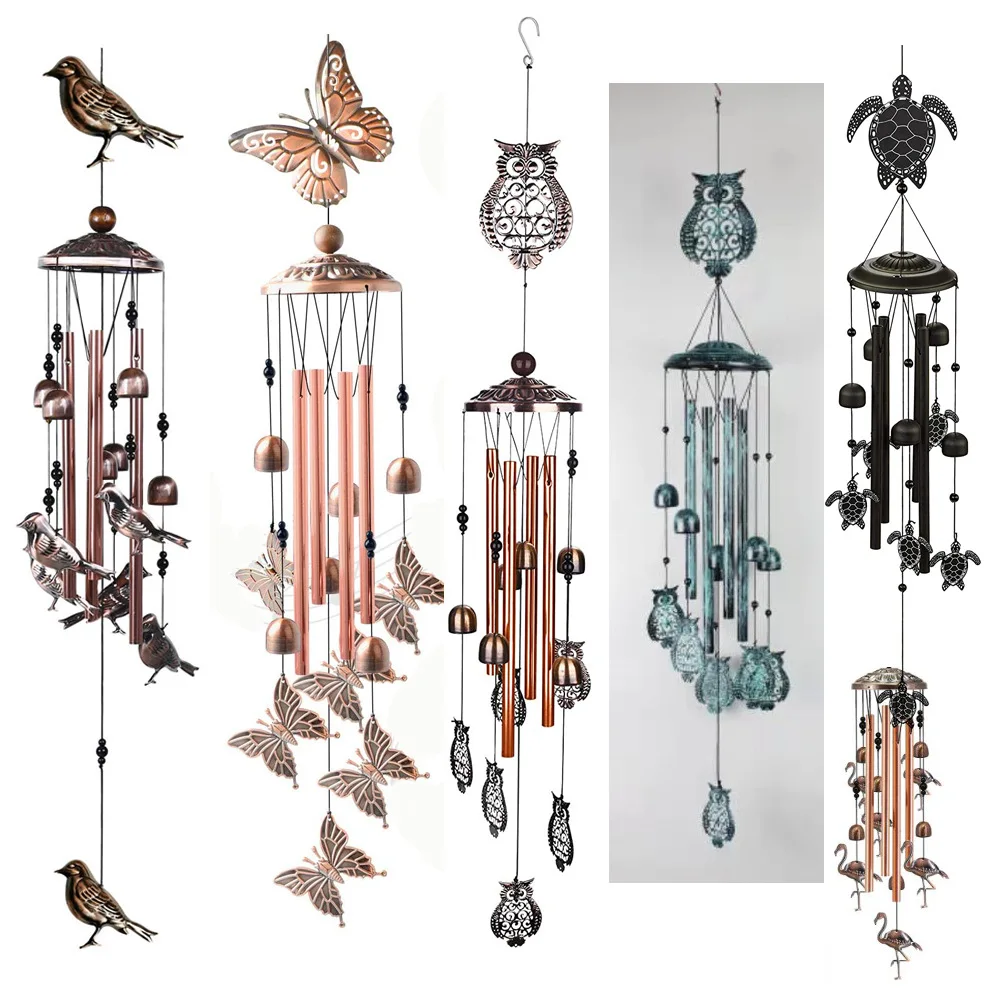 

Металлическая ретро-бабочка птица ветер колокольчик железная искусство Животное украшение для офиса красная медная автомобиль