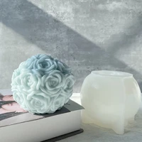 3d rose flower candle silicone mold romantic wedding decoration party gifts aroma soap clay resin gypsum mould art