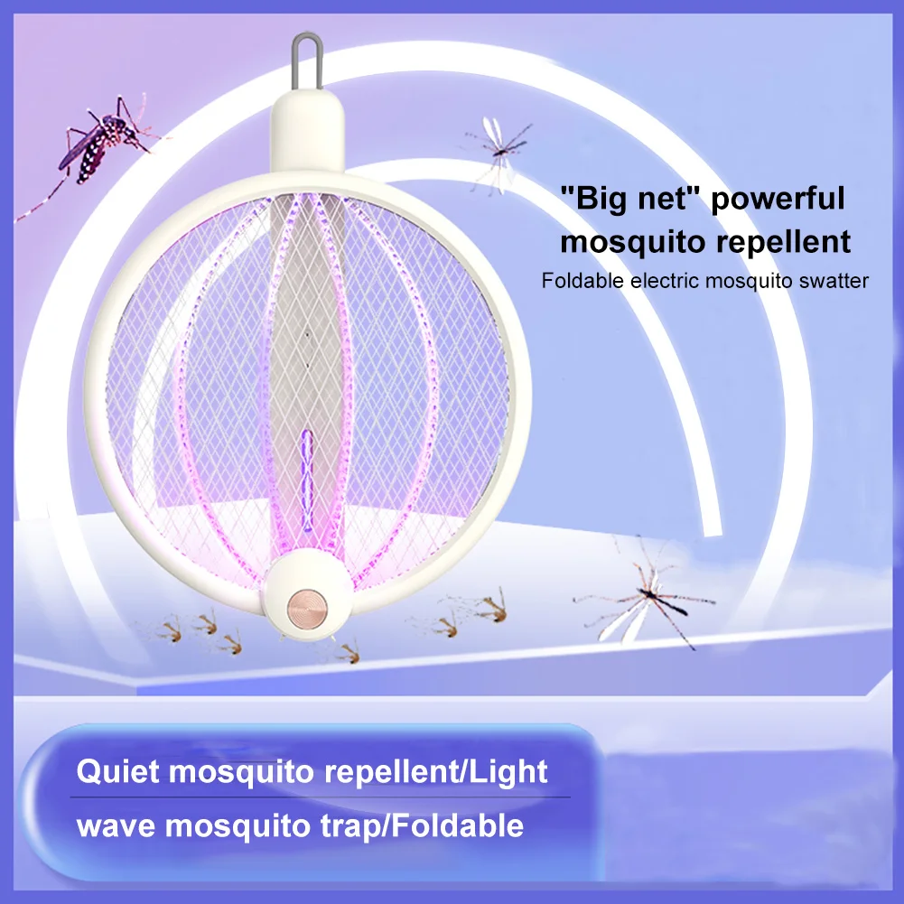 

2-In-1 Foldable Electric Fly Swatter Racket Rechargeable Mosquito Zapper Handheld Mosquito Killer Repeller for Indoor Outdoor