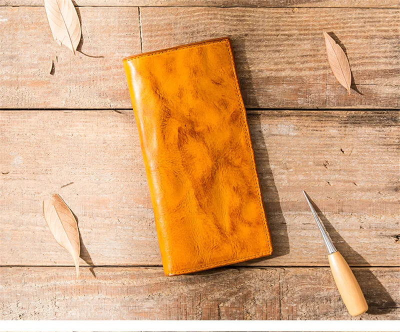 Fashion high quality natural genuine leather men black long wallet simple casual real leather credit card multi-card coin purse