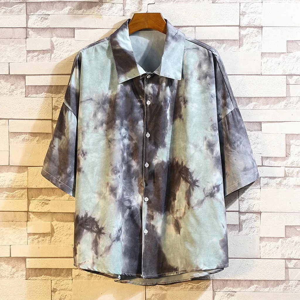 

Мужская Летняя Повседневная Свободная рубашка с принтом в гавайском стиле, топы с коротким рукавом, свободная вечерняя корейская модная кл...