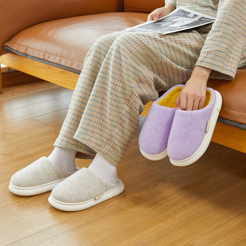 Тапки UTUNE женские из фетра и хлопка зимние мягкие теплые домашние тапочки плоская