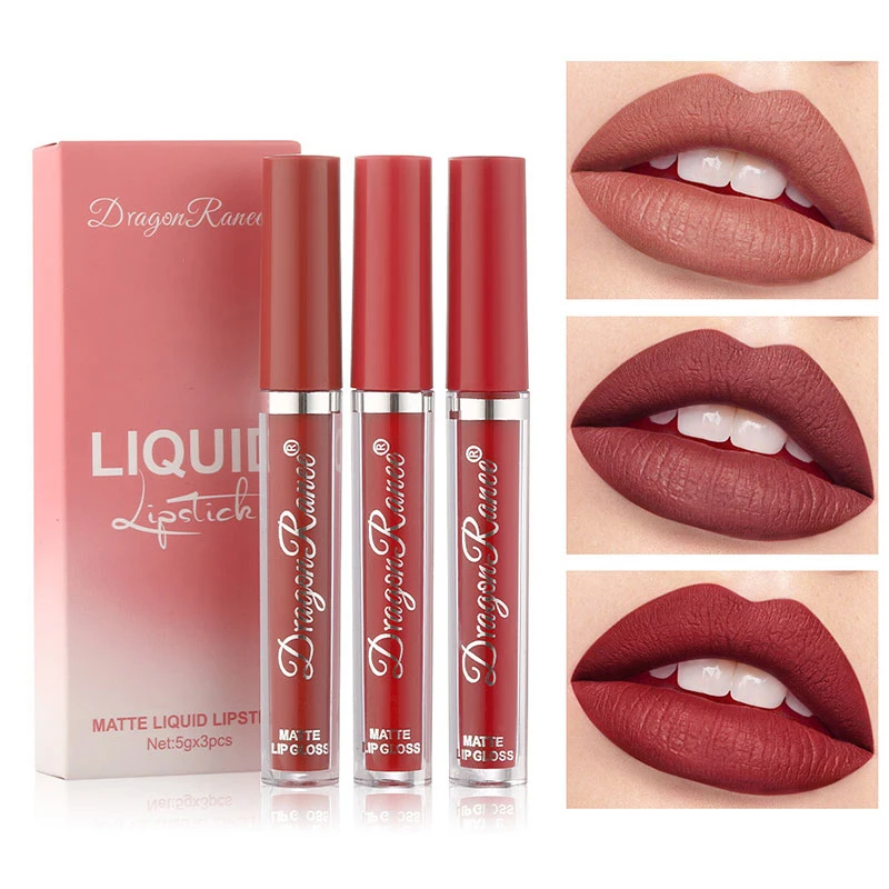 

Набор матовых бархатных блесков для губ, 3 шт., сексуальная красная помада, водостойкие стойкие Жидкие помады, тинт для губ, комбинированный ...