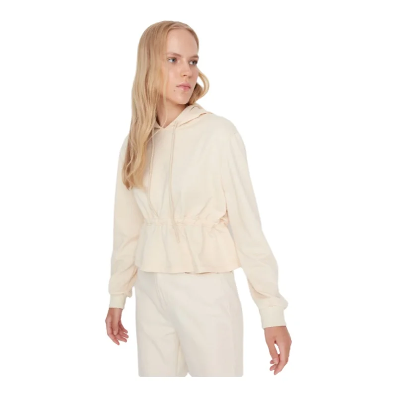 Trendyol TYZA Women's Hoodies &amp Sweatshirts Casual Off-Shoulder Plain 2 Yarn Without Shard Hood Regular Fit Children's Clothing