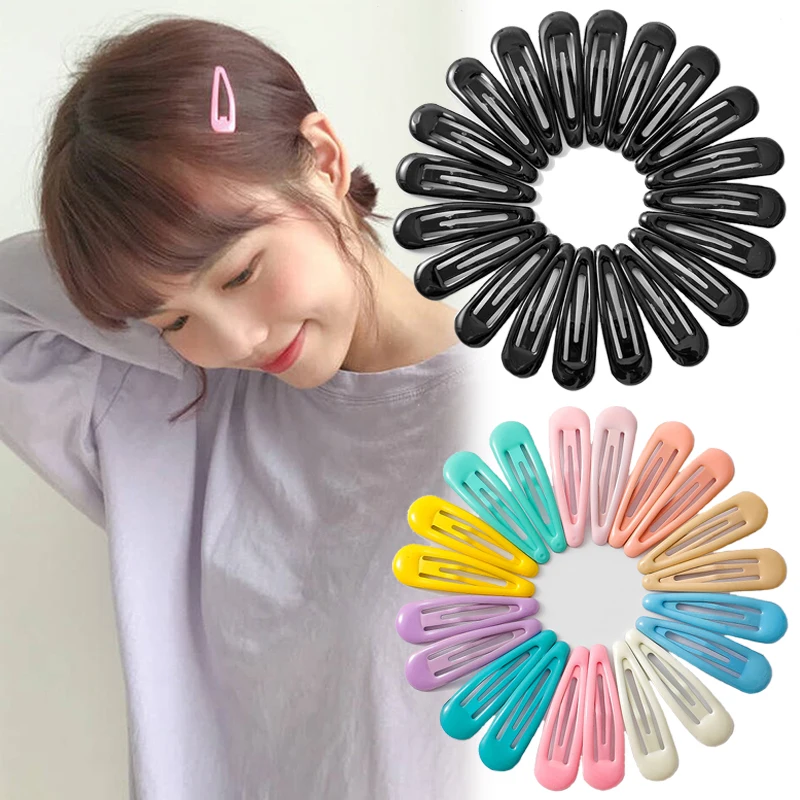 

10pcs/lot Colorful Waterdrop Shape Hair Clips for Women Girls Fashion Korean Solid Color Candy Metal Barrettes Hair Accessories