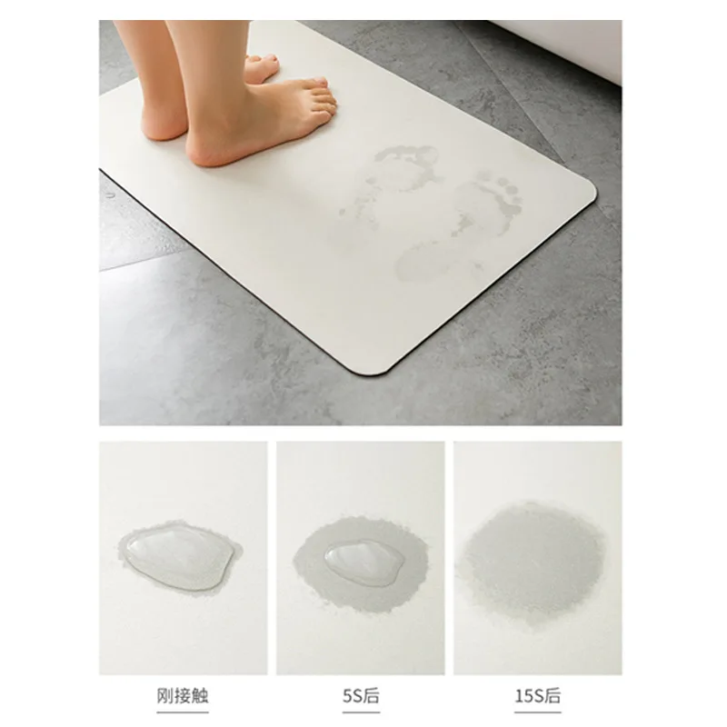technology velvet floor mat natural rubber soft diatomite rug water absorben bath mats toilet non slip mat bathroom decoration free global shipping