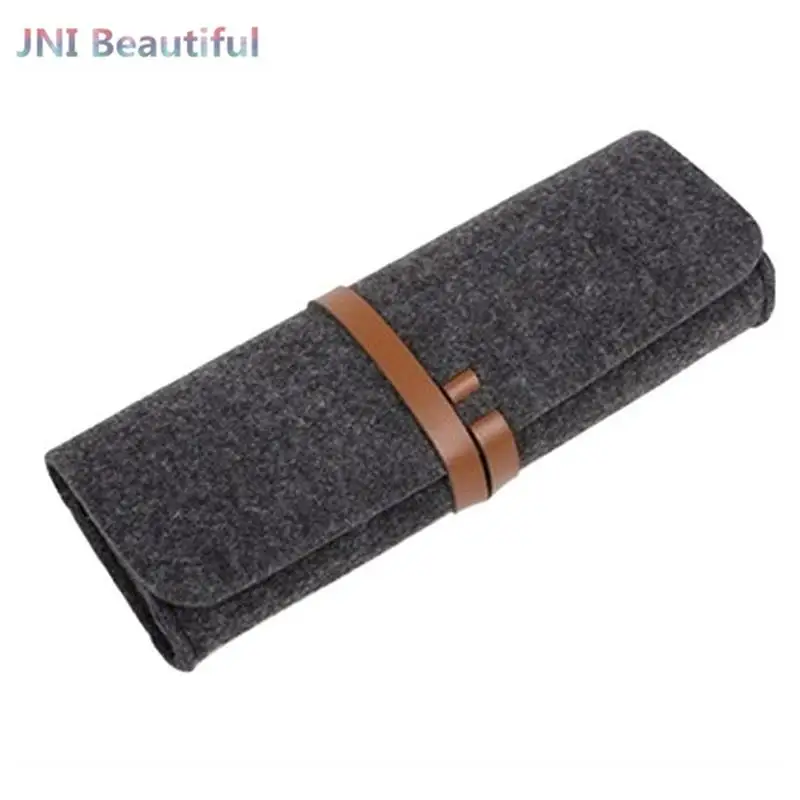

Handmade Felt Cloth Roll Up Pencil Bag With Rope Wrap Felt Material 9 Holes Pen Pencil Holder Storage Pouch School Stationery