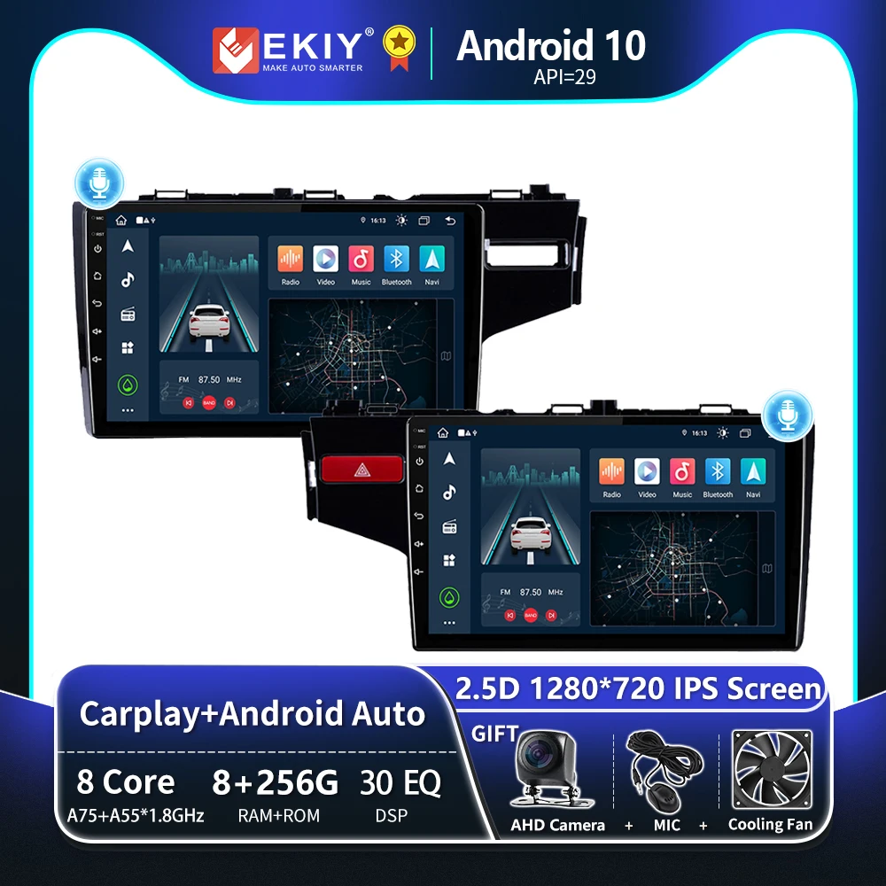 EKIY T8 8G 256G для Honda Fit Jazz 2014 2015 2016 2017 2018 2019 2020 Автомобильный радиоприемник GPS Авто Android