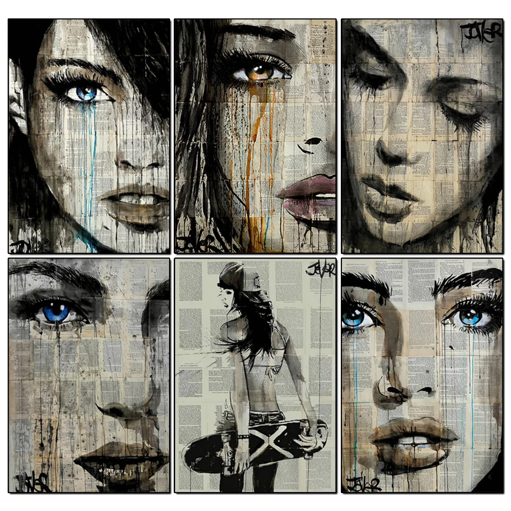Buy DIY Diamond Painting Modern Abstract Character Mosaic Embroidery Kit Full Square Graffiti Fashion Bedroom Living Room Wall Decor on