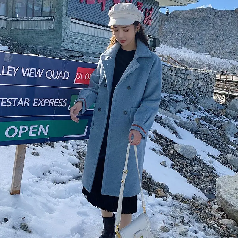 Женское пальто 2024 новинка весны и осени утягивающая шерстяная куртка средней