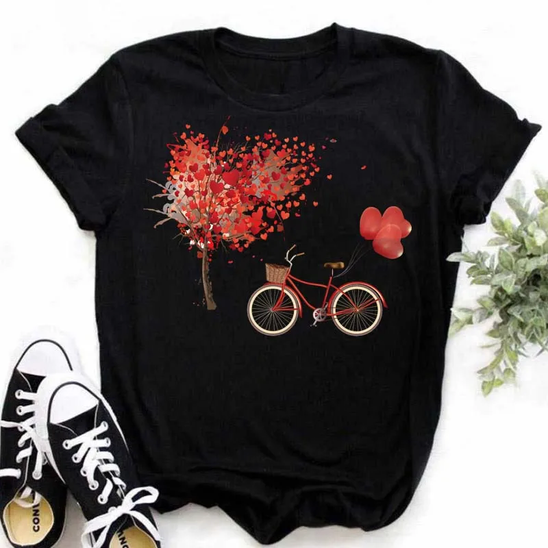 

WVIOCE Fashion Love Butterfly Tree Print Black T-Shirt Women Large Size Short Sleeve Top Harajuku Street Women Clothes 34530