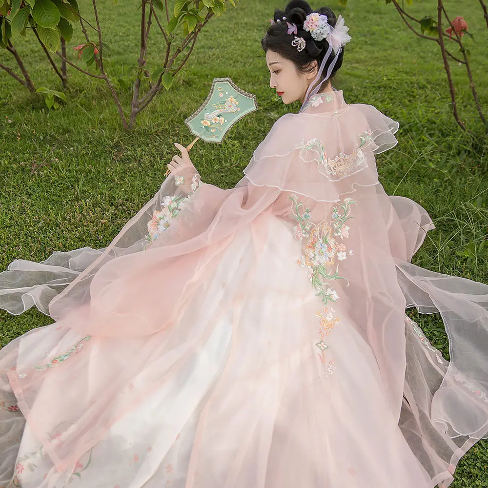 Китайская рубашка с вышивкой Hanfu большими рукавами на передней части длинное