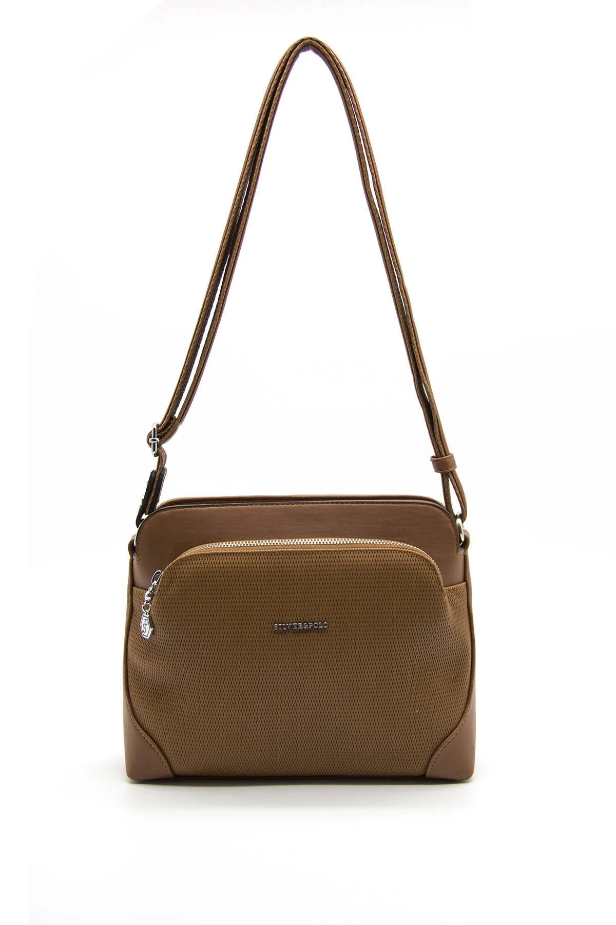 Серебристая Сумка-поло с одним отделением цвет коричневый/сумка-мессенджер SP364 -