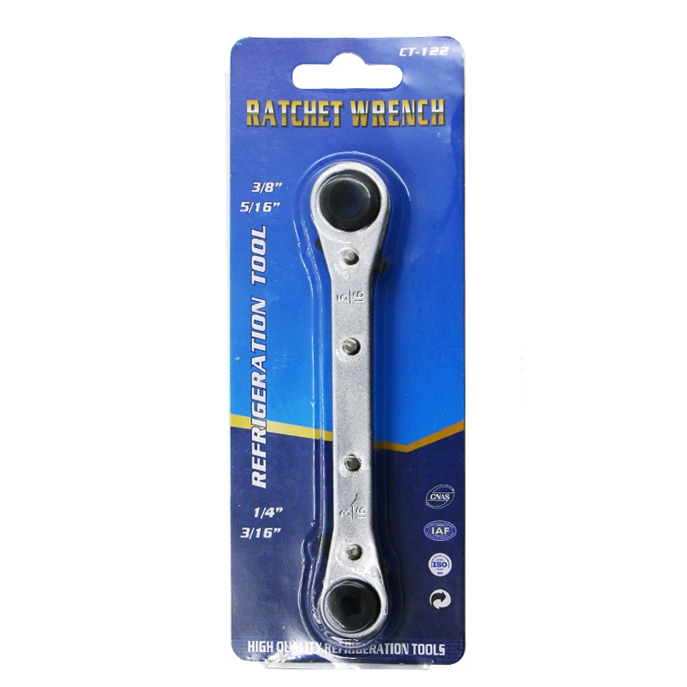

Двухсторонний ключ с храповым механизмом, профессиональный инструмент для кондиционирования воздуха и охлаждения CT122, квадратный ключ 1/4 3/8 3/16 5/16 дюймов