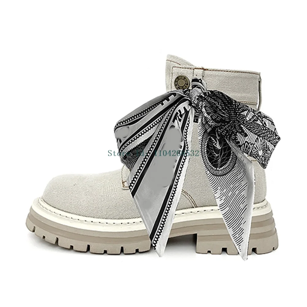 Джинсовые ботильоны с узлом-бабочкой и лентой джинсовые круглым носком на