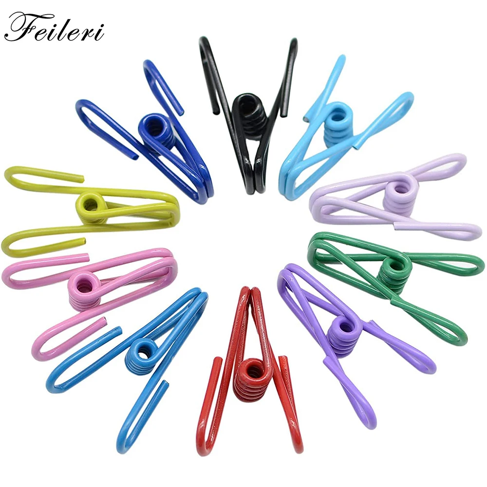 

10Pcs Multi-Purpose Windproof Wire Clip 2 Inch Colorful Metal Clips for Clothespins Sewing Crafting Fabric Clips Quilting Clamp