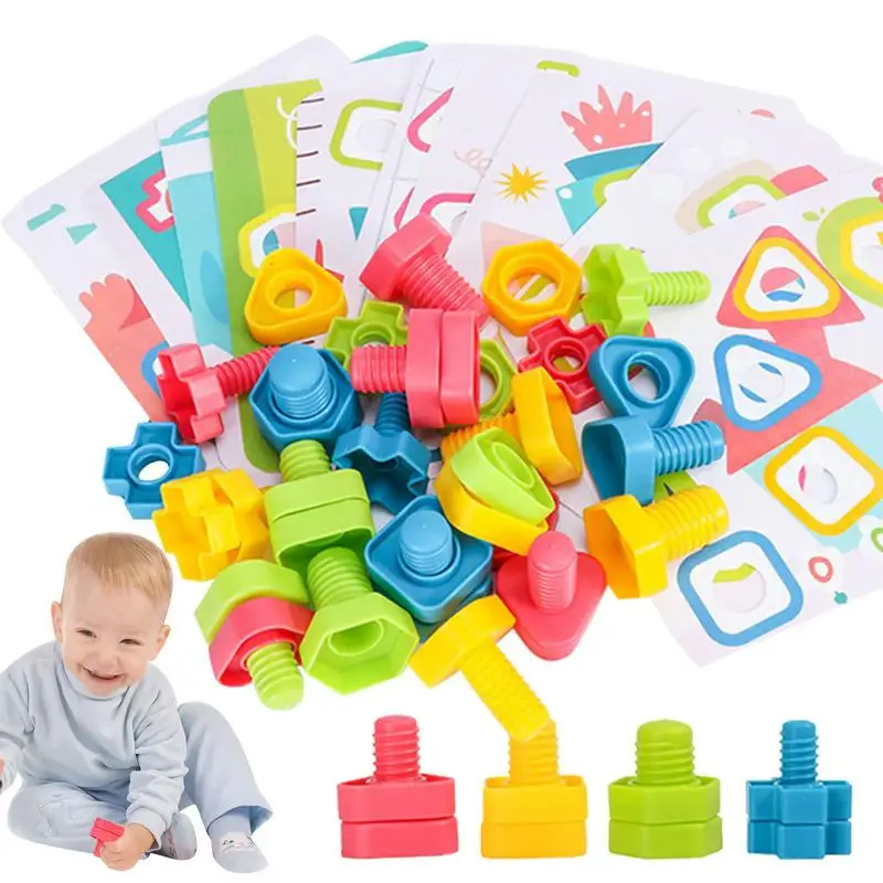 

Nuts And Bolts For Kids Shapes And Colors Matching Toys STEM Educational Montessori Building Construction Fine Motor Skills For