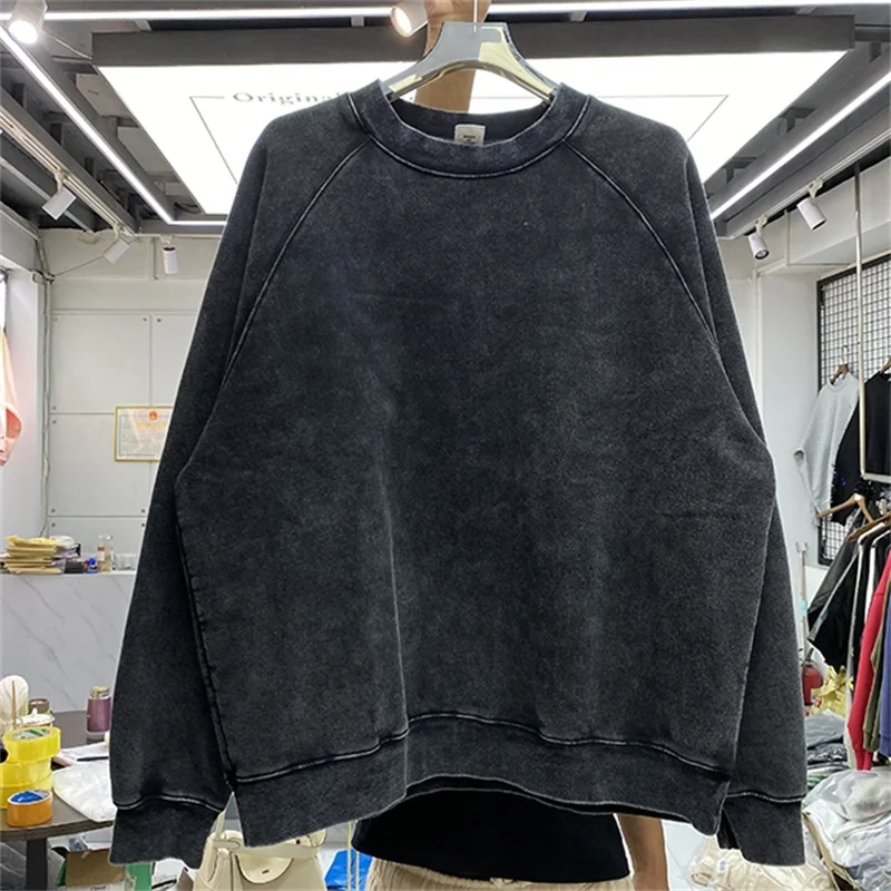 

Autumn And Winter 2022 High Street Vintage Round Neck Hoodie High Quality Wash Old Men's And Women's Oversized Thick Pullover