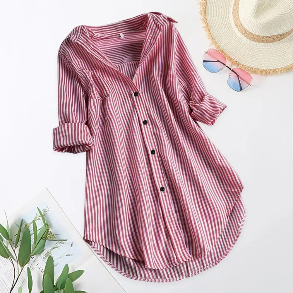 

Trendy Women Blouse M to 4XL Women Shirt Turn-down Collar Casual Loose Ladies Shirt Blouse Womenswear