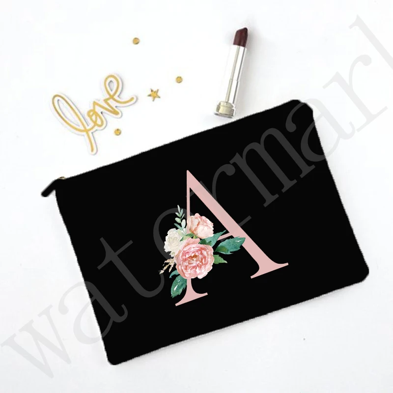 Female Travel Cosmetic Case Wedding Bride Shower Gift Bridesmaid Makeup Bag Letter Beauty Organizer Toiletry Storage Pouch Purse