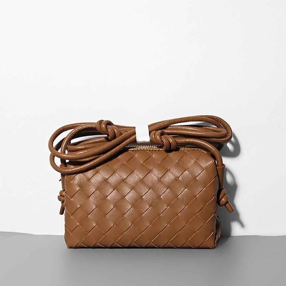 

Retro Knit Genuine Leather Shoulder Purse for Women Luxury Designer Bags Cowhide Female Copy Handbag Crossbody Square Tote 2021