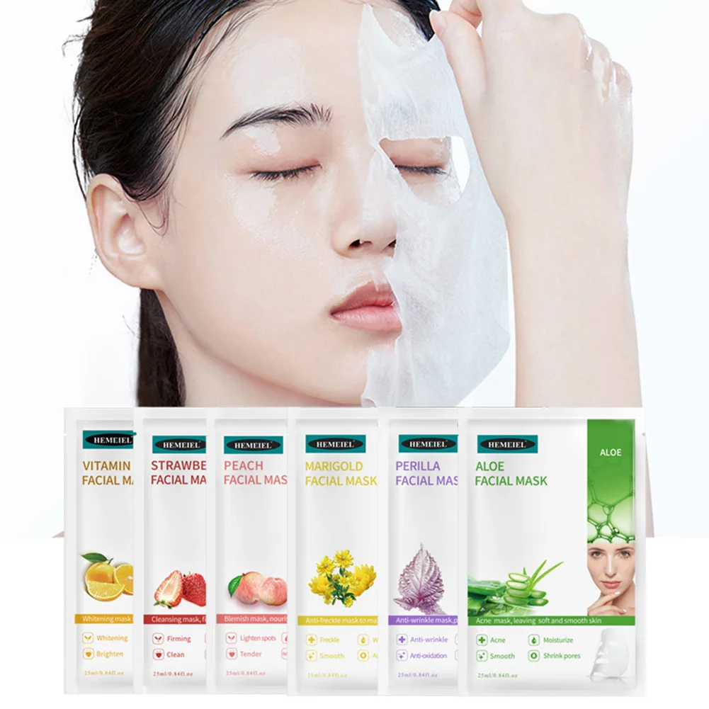 

Fruit Face Mask VC Moisturizing Sheet Face Mask Skin Care Anti-wrinkle Beauty Cosmetics Plant Aloe Repair Whitening Facial Masks