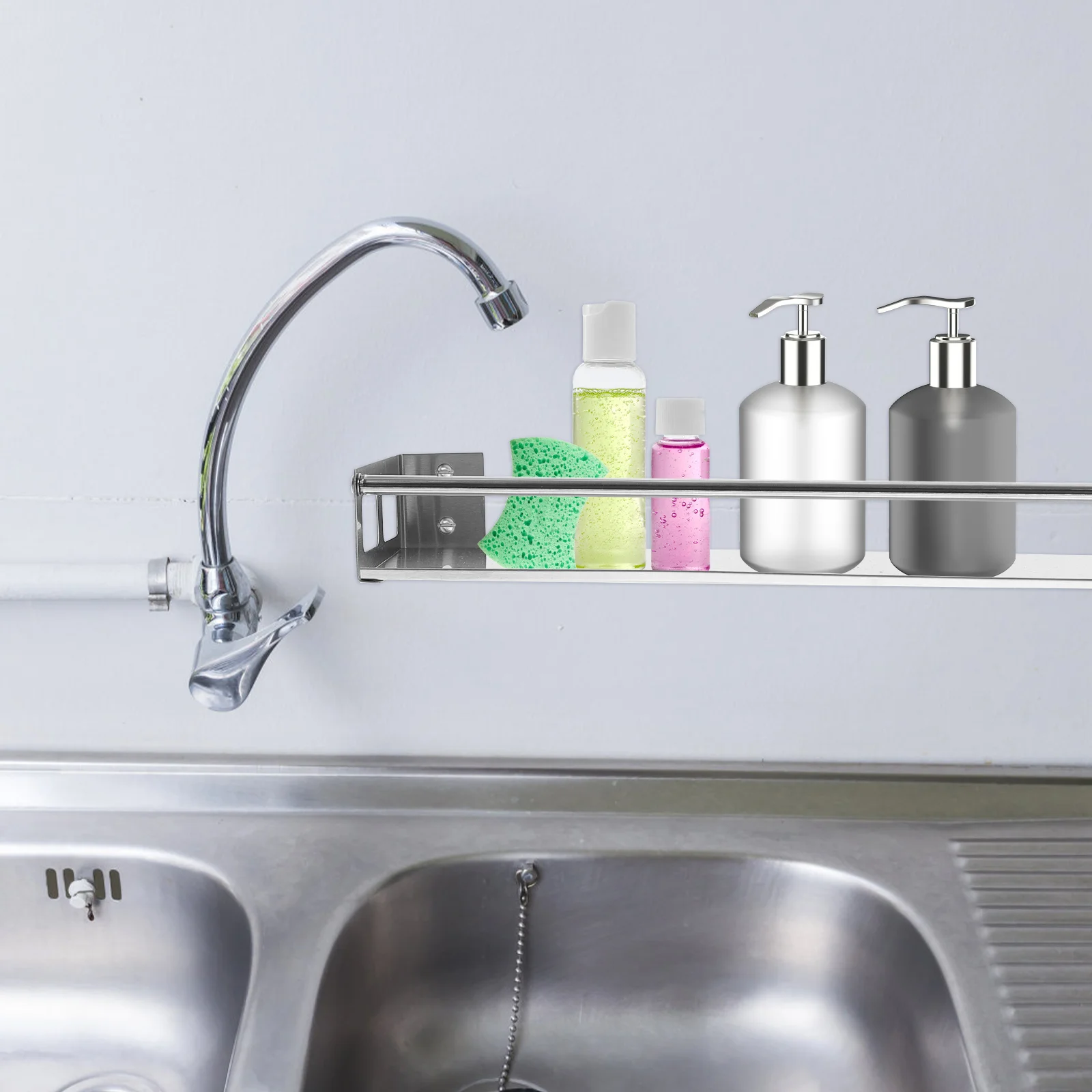 

Wall Hanging Shelves Bottle Holder Shelf Cabinet Spices Storage Rack Stainless Shelf Jars Rack No Punching Kitchen Storage Rack