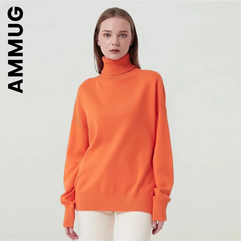 Ammug New Women Sweater Turtleneck Knitted Leisure Warm Sweetshirts For Women Chic Sexy Women's Jumper 2022 Basic Vintage Tops