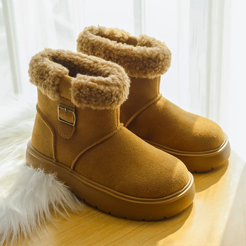 Женские зимние ботильоны на меху зимняя замшевая обувь плоской подошве