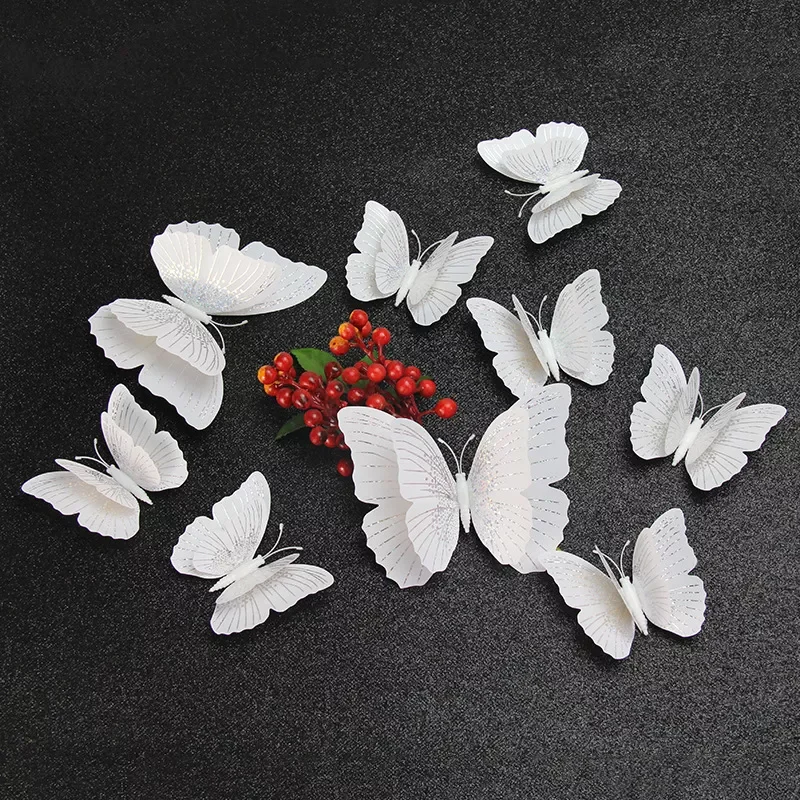 

12Pcs Ambilight double-layer 3D Butterfly Wall Sticker for wedding decoration room Butterflies wall decor Fridge Magnet stickers