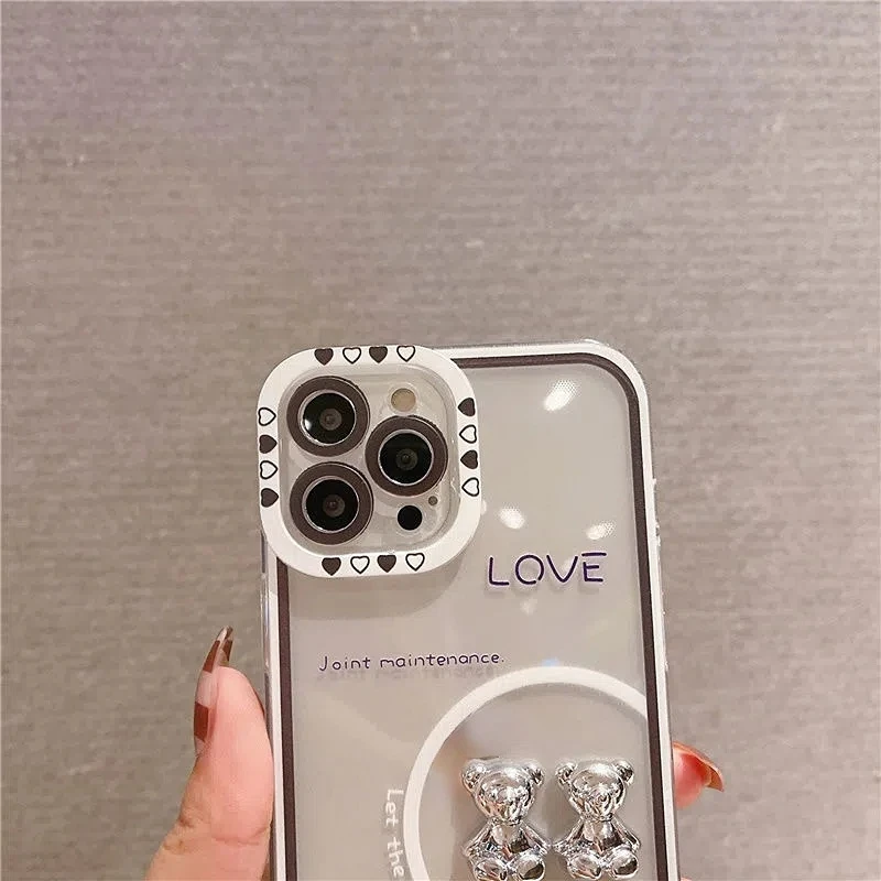 

Casing For Realme C21Y C25Y C21 C35 C31 C2 Realme 8I 9 Pro V23 Case 3D Cartoon Backpack Duck Sweet Bear Frame Pink