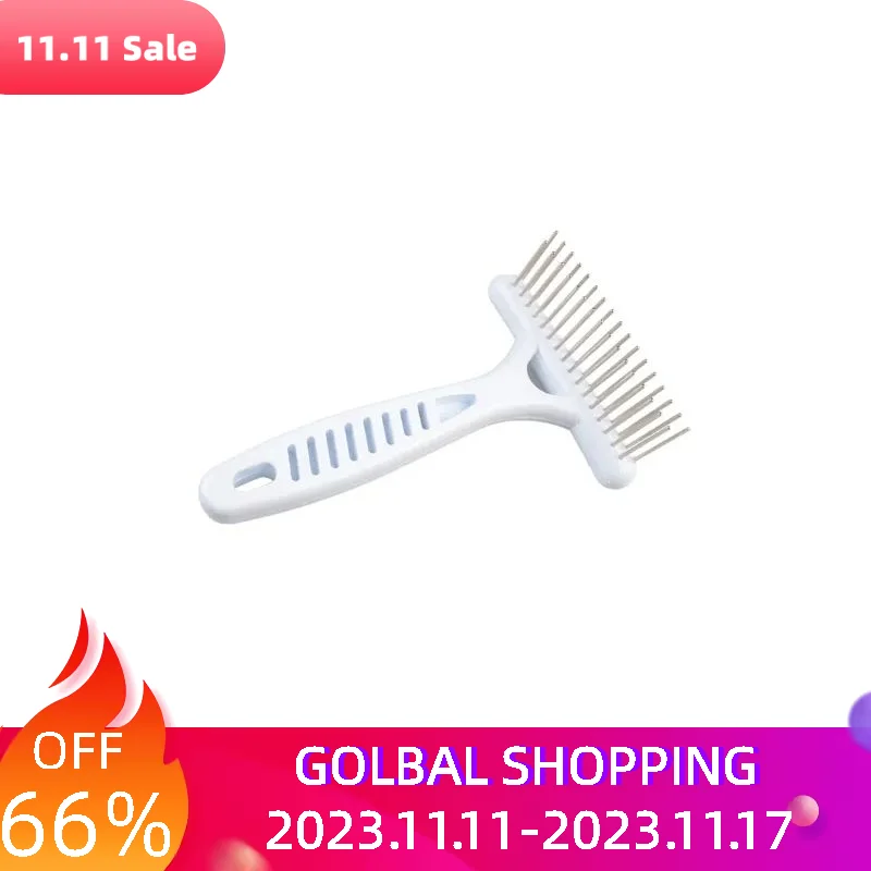 

Massage Double Row Teeth Fur Shedding Ergonomic Home Grooming Tool Pet Supplies Non Slip Styling Remove Dog Rake Comb Cat Brush