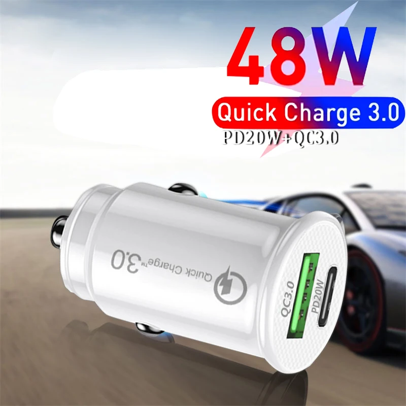 Type C 48W Fast Car USB Charger For iPhone Xiaomi Mobile Phone Quick Charge 4.0 QC4.0 QC3.0 QC 5A PD | Мобильные телефоны и