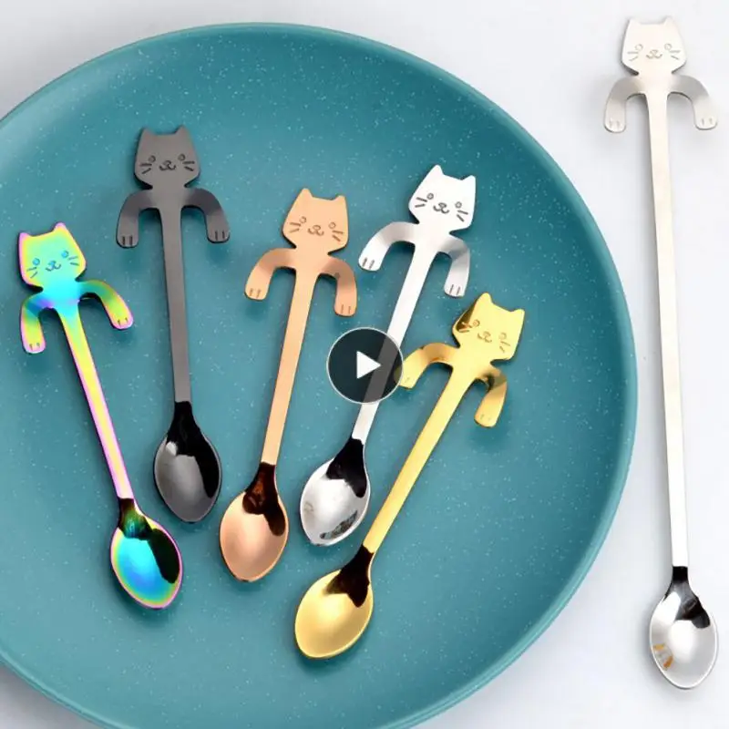 

Tea Coffee Mixing Spoon Gold Spoon Long Handle Dessert Stainless Steel Teaspoons Drink Tableware Cute Design Picnic Tableware