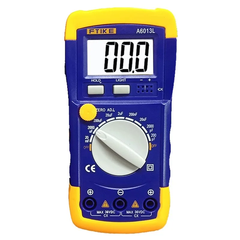 

A6013L Professional Digital Capacitance Meter Capacitor 0-20mF Handheld Electronic Capacitance Tester LCD Backlight 6013 6243